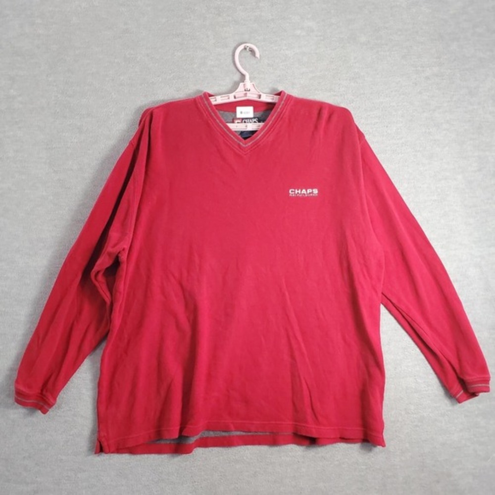 VINTAGE Chaps Ralph‎ Lauren Men Sweatshirt XL Red 2YK Logo Embroidered Pullover